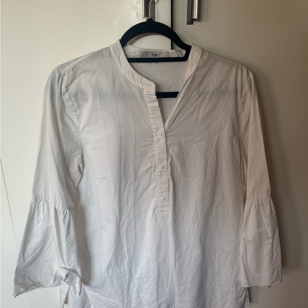 Tibi Cream Blouse with Button Detail
